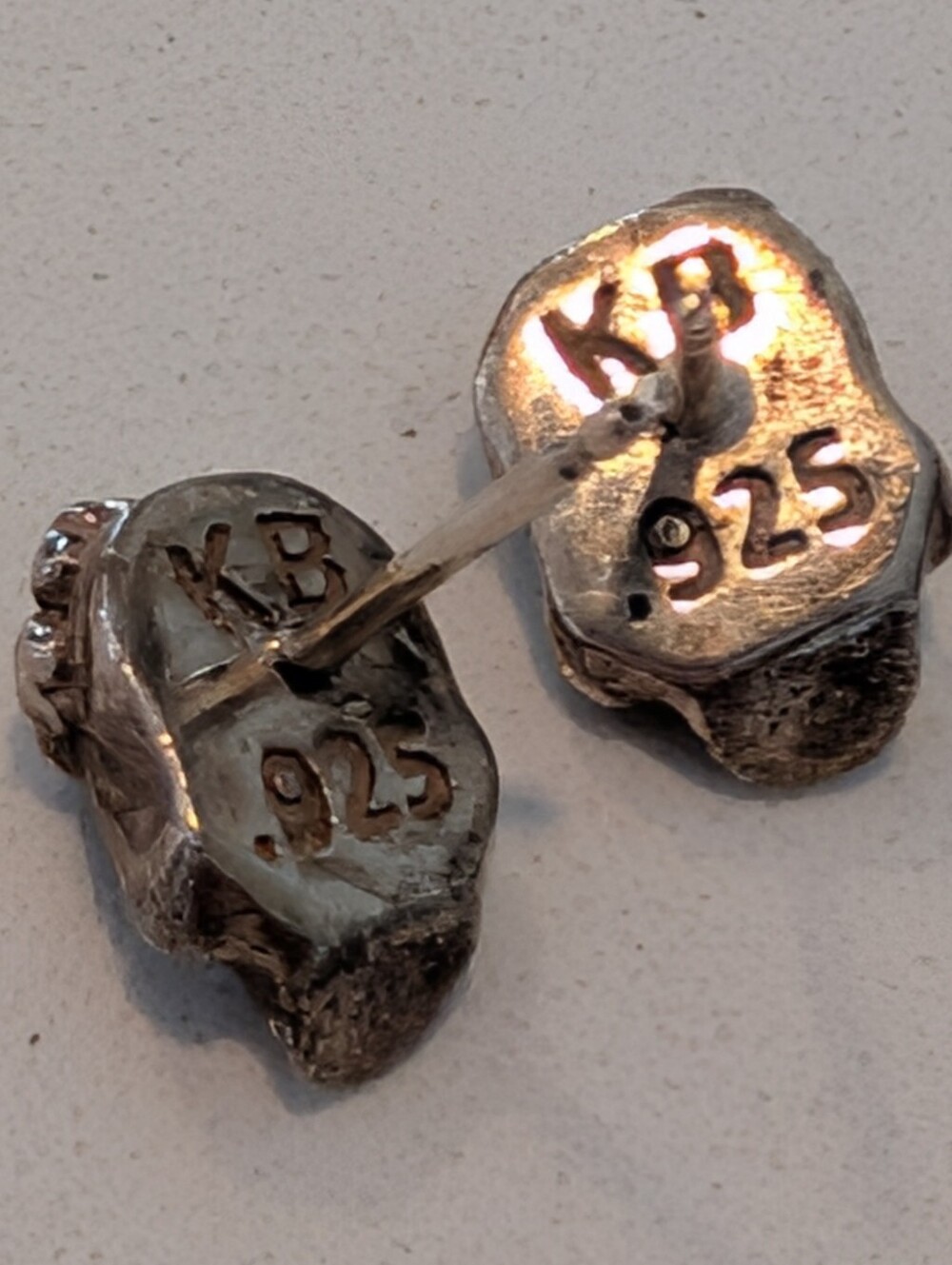 Sterling Silver Skull Earring Studs - Picture 4 of 6